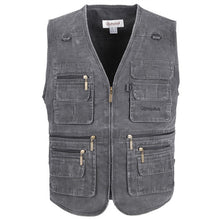Load image into Gallery viewer, Big Size Fishing Vest Male With Many Pockets Men Sleeveless Jacket Blue Waistcoat Work Vests Outdoors Vest Plus Large Size 10XL