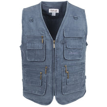Load image into Gallery viewer, Big Size Fishing Vest Male With Many Pockets Men Sleeveless Jacket Blue Waistcoat Work Vests Outdoors Vest Plus Large Size 10XL