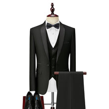 Load image into Gallery viewer, Shenrun Men Tuxedo Suit Slim Fit Shawl Lapel Fashion Formal Wedding Suits Groom Host Stage Business Party Banquet Costume Black
