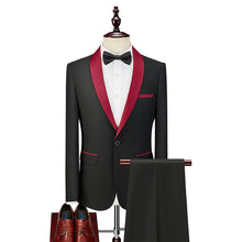 Load image into Gallery viewer, Shenrun Men Tuxedo Suit Slim Fit Shawl Lapel Fashion Formal Wedding Suits Groom Host Stage Business Party Banquet Costume Black
